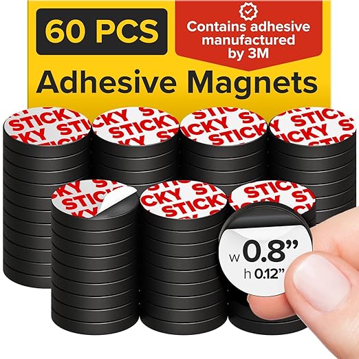 Peel-&-Stick Flexible Adhesive Magnets – 60 pcs Magnetic Dots by X-betMAGNET