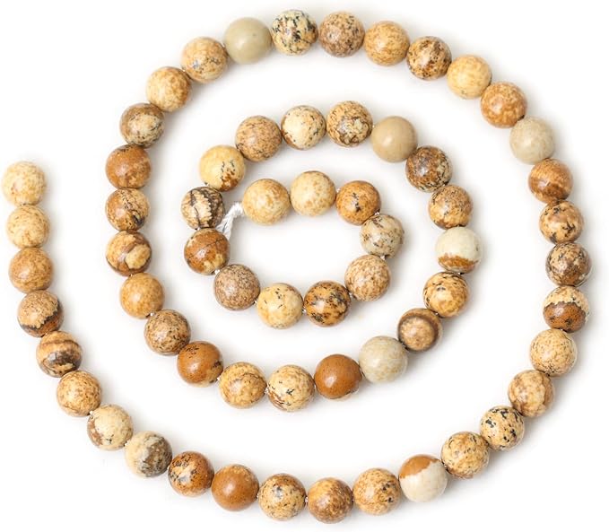 60PCS 6mm Natural Picture Jasper Stone Round Loose Beads - Image 2