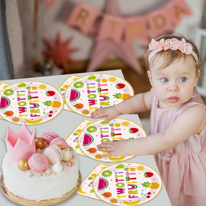 Qyeahkj 48Pcs Twotti Frutti Paper Plates and Napkins Summer Fruit 2nd Birthday - Image 6