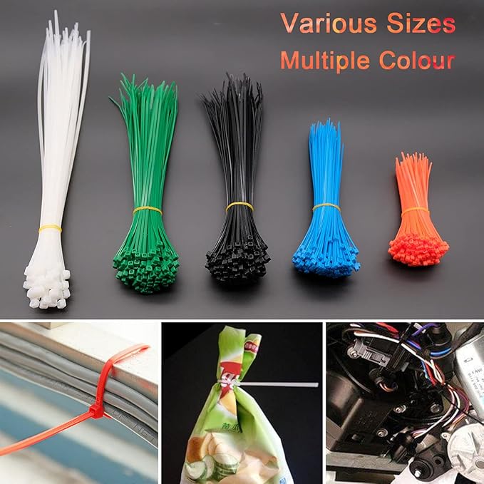 GOONSDS 750 Pcs Zip Tie Kit, Tie Wraps Self-Locking Colored Nylon Zip Ties for Indoor and Outdoor Multi-Purpose Electriduct Cable Wire Tie & Adjustable Zip Strap