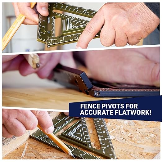 Commando 7.5" - Advanced Carpenter Square with Jig Block - Accurate Flatwork and Repetitive Markings (Ocean)