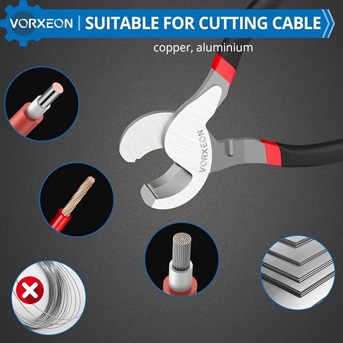 Cable Cutters 10 Inches Black, Heavy Duty High Leverage Cutter Tool Big Wire Cutters for Aluminum, Copper, Communications and Ethernet Cable