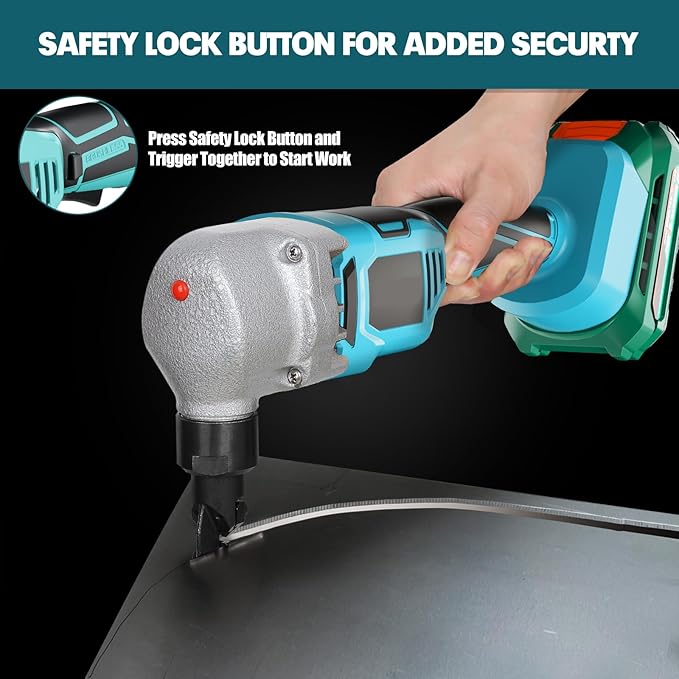 18 Gauge Metal Nibbler Compatible with Makita 18v Battery, Cordless 1200RPM Speed Brushless Shear Tool, 2 Cutting Heads, 2.0 Battery & Charger Kit, for Stainless Steel, Sheet Aluminium, Plastic
