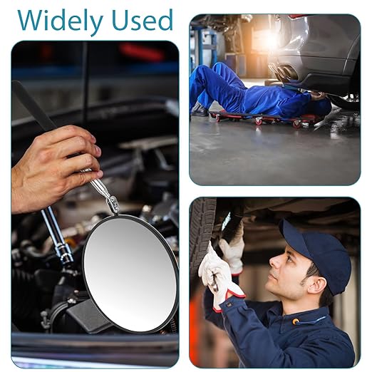 Telescoping Inspection Mirror, Circular Inspection Mirror, Flexible Inspection Mirror 360 Rotation with Extended Handle Round Inspection Mirrors for Checking Vehicle Condition(Dia-4 Inch)