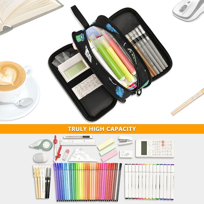 Skateboard Lightning Pencil Case Box Boys Girls Large Pencil Pouch Zipper - Image 2