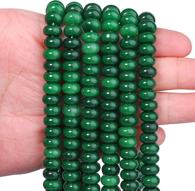 Songxi 5x8mm Natural Canada Green Stone Rondelle Beads, Gemstone by SongXi