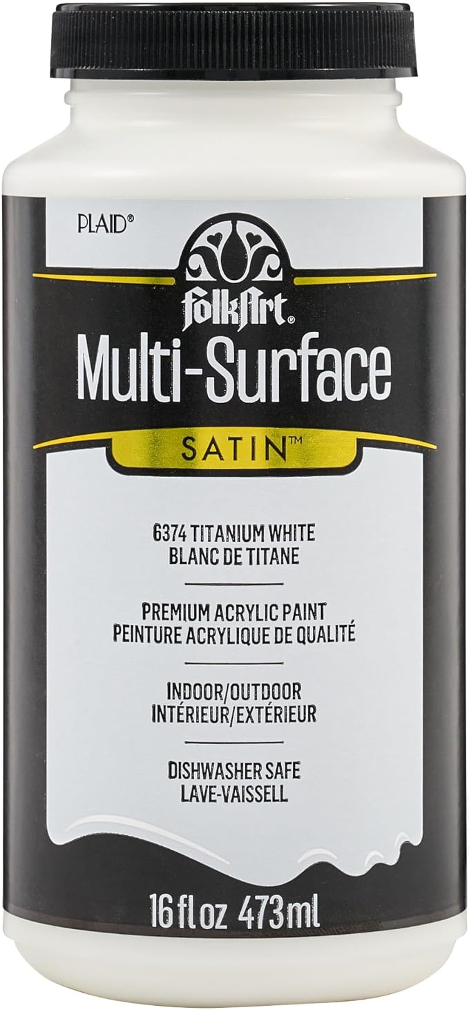 FolkArt Multi-Surface Satin Acrylic Paint in Assorted Colors, 16 oz, Titanium by FolkArt