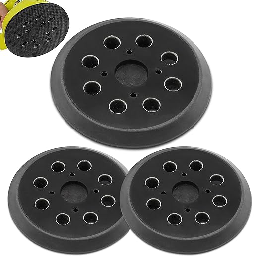 5 Inch Sander Hook and Loop Replacement Pad for Ryobi RS290 RS280,5 Inch 8 Hole Universal Hook and Loop Orbital Sander pad for Craftsman（3 Pack）