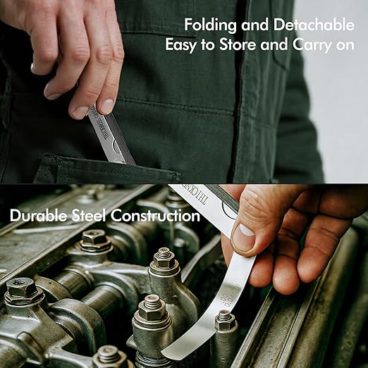 2PCS Feeler Gauges Set - Stainless Steel Feeler Gauges for Valves, Standard SAE/Metric Spark Plug Gap Tool, Straight & Angled Thickness Measuring Tool for Valves, Spark Plug, Guitar, Piston