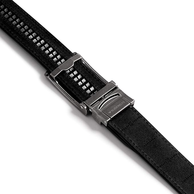 SlideBelts Full Grain Leather Belt with Contrast Stitching - Custom Fit for Adult Men, Golfers