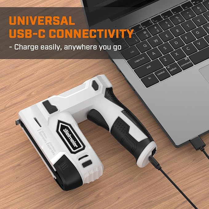 Electric Staple Gun, 2 in 1 Electric Stapler Tacker 4V Cordless Brad Nailer Kit, Battery Powered Nail Gun for Upholstery, Carpentry, DIY with Staple Remover, 1600 Pcs Staples and Nails