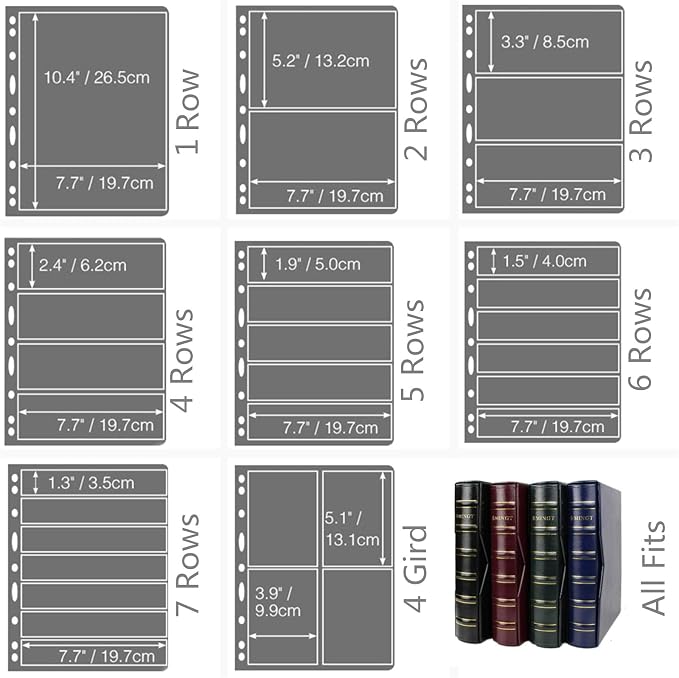 MUDOR Stamp Pages for Stamp Collection Album Binder Book, 10 Sheet 7 Row | 7 - Image 9