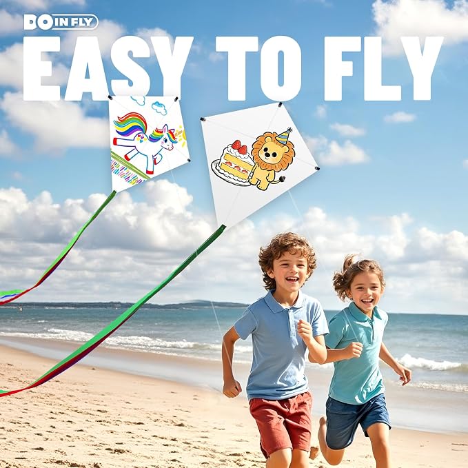 Kite Making Kit for Adults & Kids: 3 Pack DIY Blank White Diamond Kites - Image 2