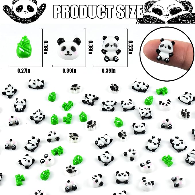 60 Pieces Tiny Panda for Dollhouse Miniatures Resin Animals for Crafts Mini - Image 3