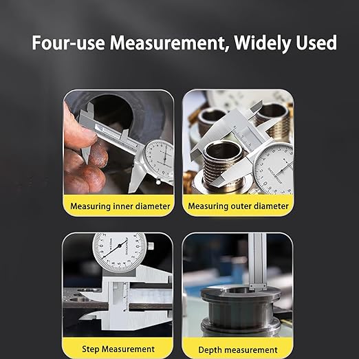 6 Inch Dial Caliper, MFQNENLK 4-Way Measurement Calipers, 0.001 Accuracy Imperial Shockproof Measuring Tool with Plastic Case (Dial Caliper 0-6" Range)