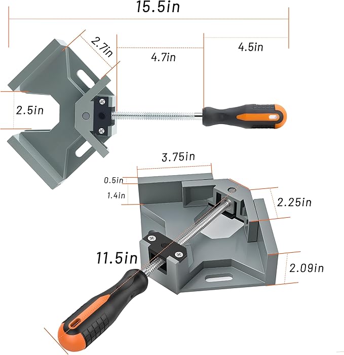 Corner Clamps for Woodworking, 4 Pack Durable Premium Aluminum Alloy Wood Clamps with Electroplated Spiral Rod and Ergonomic Handle, Corrosion-Resistant 90 Degree Clamp, Including Cut Resistant Gloves