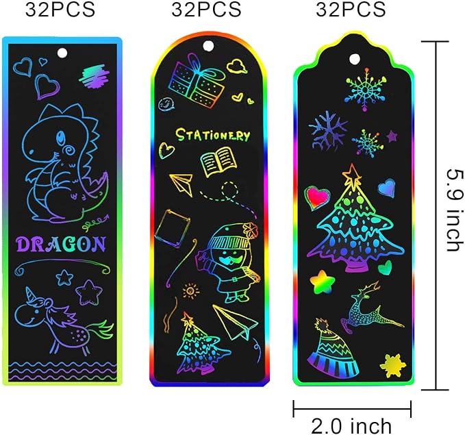 AUGSUN 96 Set Magic Scratch Rainbow Bookmarks Making Kit - Image 2