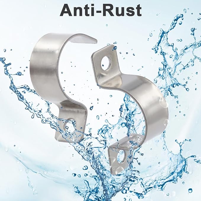 5/8 Inch Stainless Steel Conduit Clamps 2 Hole Pipe Clamps U-Shape Bracket Conduit Fixing Clips, Universal Clamp for Cylindrical Components - Fits OD 16 mm (Approx.5/8") | 20 Pcs