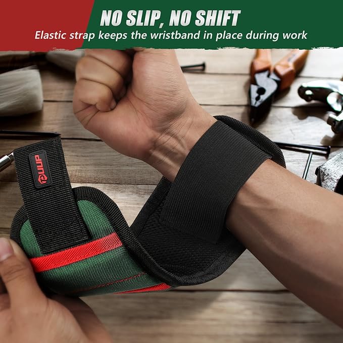 Magnetic Wristband for Tools, Tool Belt Wrist Band with 15 Powerful Magnet, Adjustable Wrist Screws Holder, Gifts for Men, Him, Dad, Fathers Day, Mechanics, Woodworker, Handyman