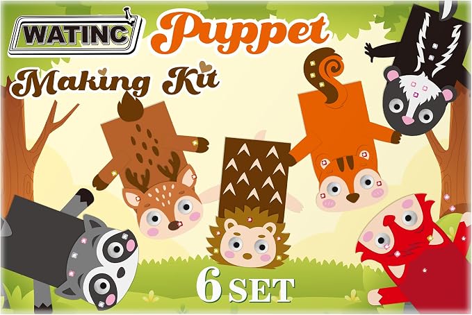 WATINC 6Pcs Hand Puppet Making Kit, Art Craft Felt Sock Puppet Toys, Creative - Image 7