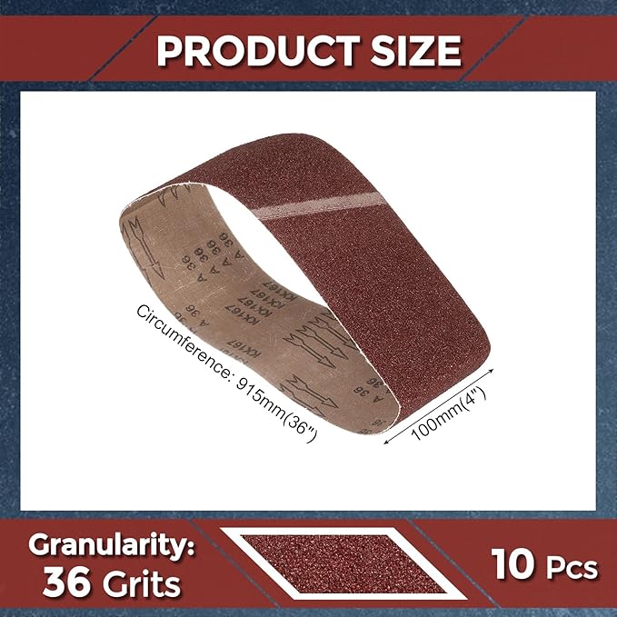Sanding Belts 4 x 36 Inch 36 Grit Aluminum Oxide Abrasive Sandpaper for Belt Sander Metal Grinding Wood Working Weld Rust Removal
