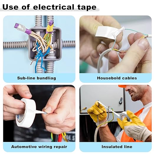 Romeda 9 Pack Electrical Tapes, Electrical Tape Water, Sun, and Oil Resistant, Electrical Tape is Suitable for Most Domestic, Commercial, and Industrial environments - White
