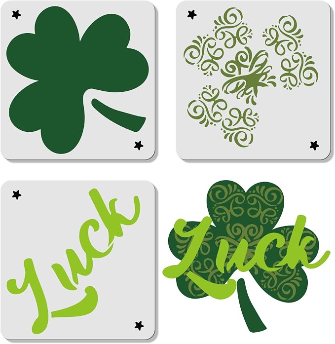 ORIGACH 3 Pcs Large Layered Shamrock Saint Patrick's Day Stencils 11.8x11.8 inch - Image 2
