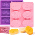 SJ Soap Molds 2 Packs, Oval and Rectangle 3D Honeycomb Silicone Soap Molds by SJ