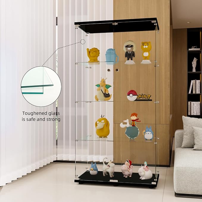 FLYMUHJIA Glass Display Cabinet Kitchen Pantry Storage Cabinet Corner Bar - Image 5