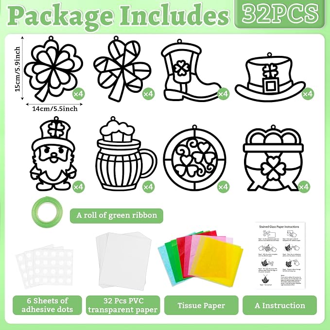 32 Sets St. Patrick's Day Suncatchers Craft Kit - Image 2