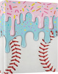 Baseball Red White Stripe Pattern Round Ring Binders 1.5 Inch Ice Cream 3 Ring by Wamika
