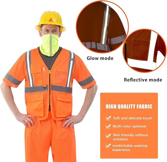 A-SAFETY Glow High vis Mesh safety Vest Class 3