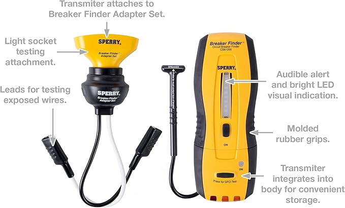 Sperry Instruments CS61200P Electrical, 120V AC, 60Hz, Includes: CS61200AS Light and Switch, 2 Pc Circuit Breaker Finder and Accessory Kit, As Shown in The Image