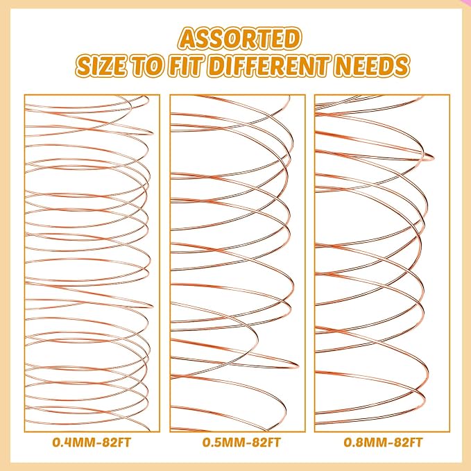 Funrous 5 Rolls 5 Size Jewelry Wire 18, 26 Gauge Copper Wire Kit Jewelry - Image 4
