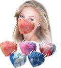 KN95 Face Masks 50 Pack Tie Dye Breathable Safety Respirator 5-Ply Multicolor Cup Dust Disposable KN95 Mask For Adult