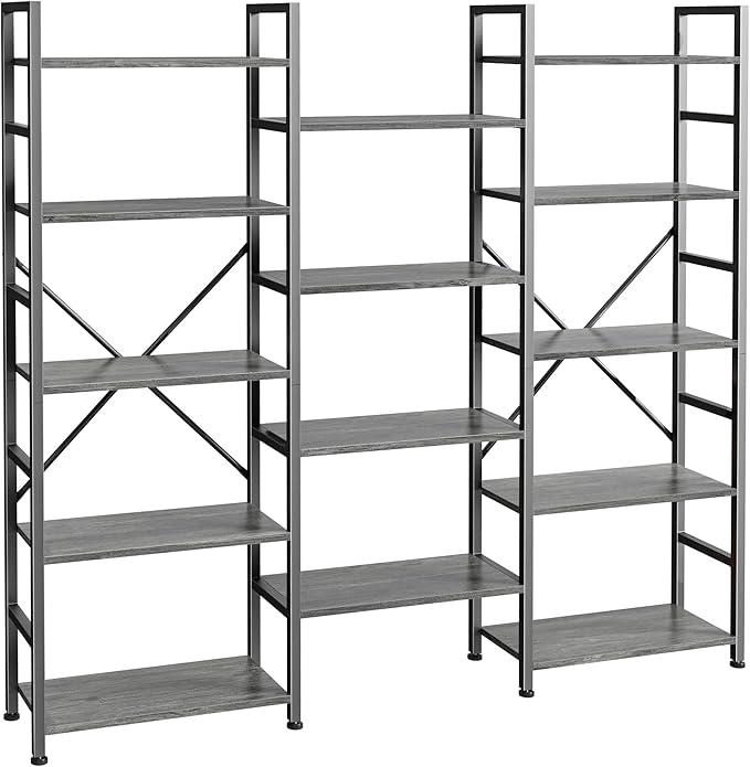 SUPERJARE Triple Bookshelf, Bookcase by SUPERJARE