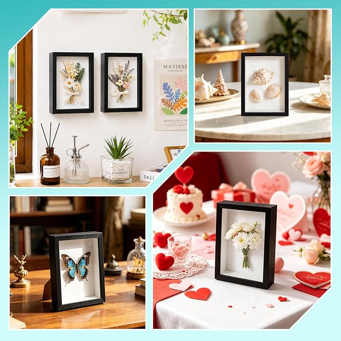 VOKOY 4 Pack 5" x 7" Shadow Box Frame, Small Wood Hollow Picture Frame - Image 4