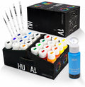 Acrylic Paint Set With 5 Brushes, 24 Colors by HUALART