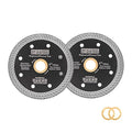 DT-DIATOOL Diamond Granite Blade 4 Inch for Marble Porcelain Tile Ceramic Diamond Cutting Disc with Mesh Turbo Diamond Segments Pack of 2