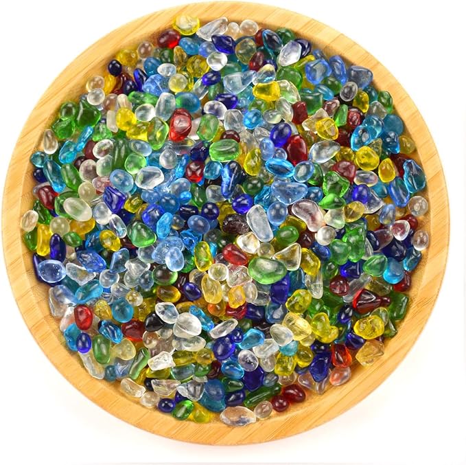 Rainbow Glass Stones, 1Lb/460g Irregular Sea Glass Pebbles Non-Toxic Artificial - Image 6