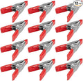 Wideskall® 2" inch Mini Metal Spring Clamps w/Red Rubber Tips Clips (Pack of 12)