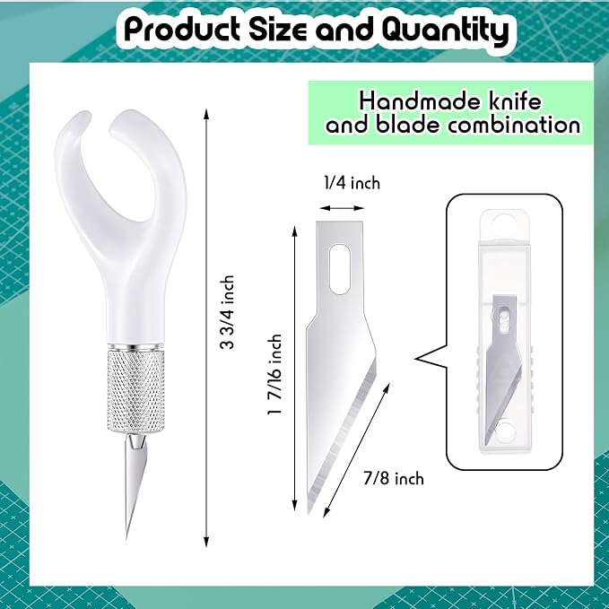 Lasnten 4 Pack Fingertip Craft Knife 4.2 Inch Finger Detail Knife - Image 2