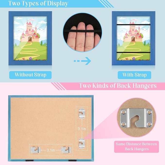 Kids Art Frames, 8.5x11 Front Opening Kids Artwork Frames Changeable, Dark Blue - Image 2