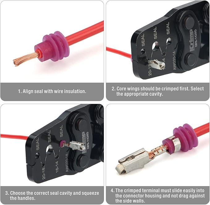 iCrimp Weather-Pack/Metri-Pack Crimping Tool, 20-14 AWG Wire Crimper for Delphi Packard Sealed & Unsealed Terminals