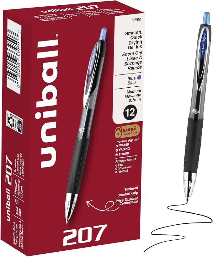Uni-Ball 207 Retractable Gel Pens Medium Point, 12 Pack by uni-ball