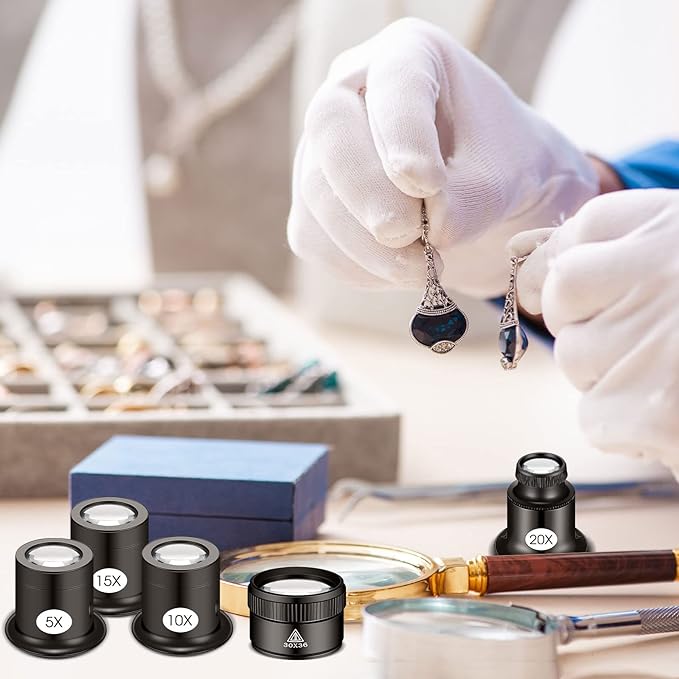 5 Pcs Jewelers Loupe Portable Monocular Magnifying Glass - Image 5