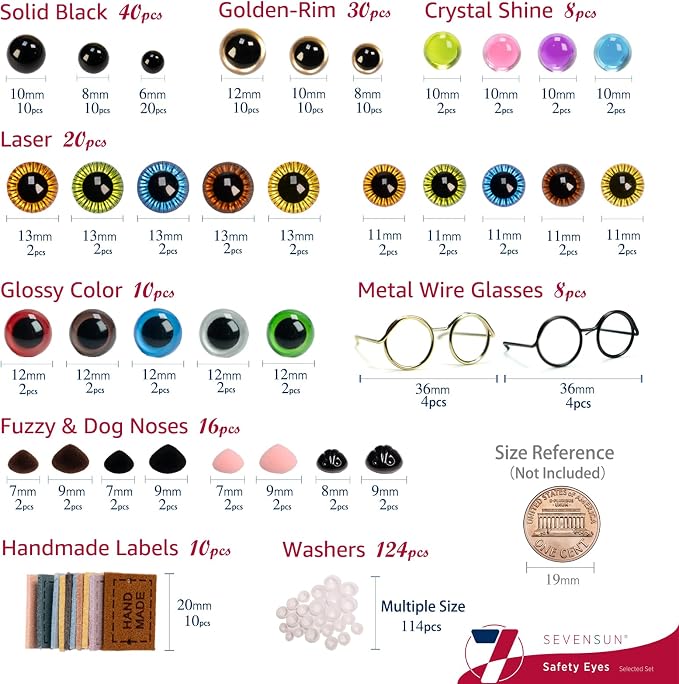 SEVENSUN 266 PCS Safety Eyes for Crocheting, Crochet Safety Eyes and Noses for - Image 2