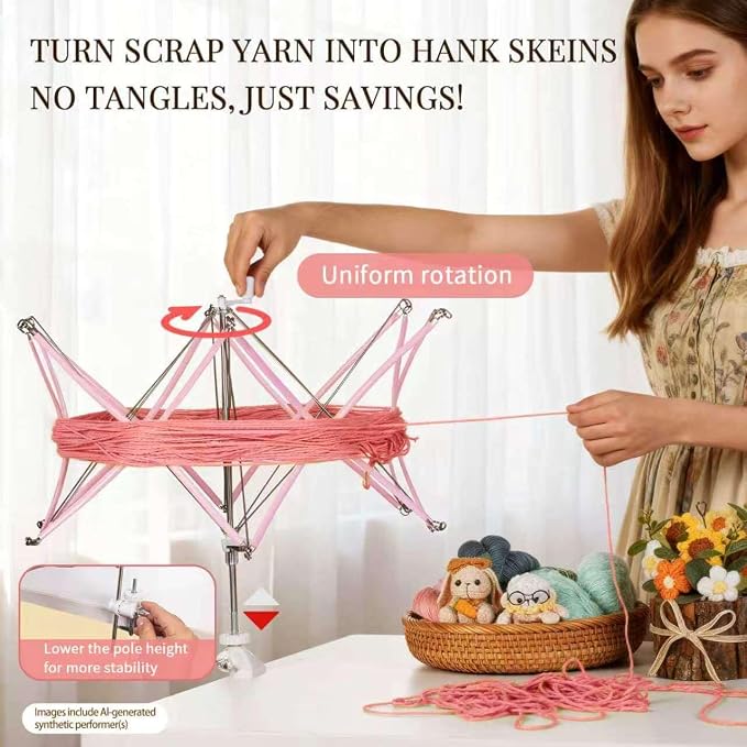 SPEENSUN Yarn Swift, Adjustable Angle/Height Yarn Umbrella Turn Loose Yarn into - Image 3