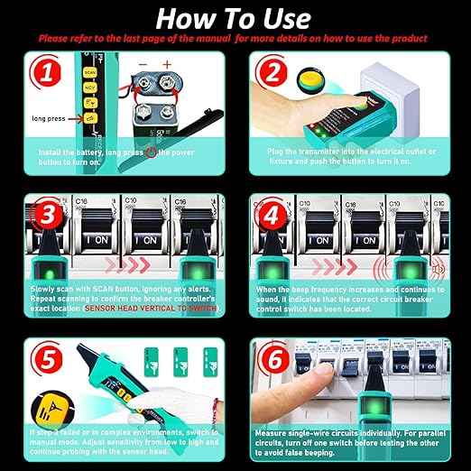 Xin Tester Digital AC Circuit Breaker Finder Tool with Integrated GFCI Outlet Tester, 90-120V NCV Electrical Circuit Tracer Automatically Scan Voltage Detector Electrician Tool XT-33A