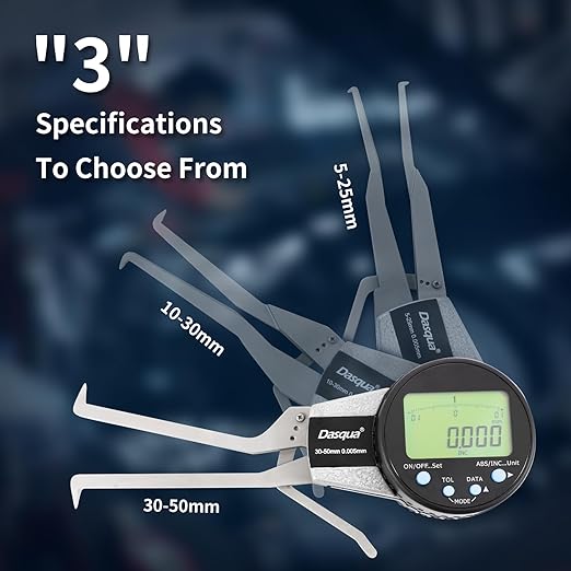 Dasqua Digital Internal Caliper Gage with 0.200"-1" /1.200"-2"/0.400"-1.2" Measuring Range (1.200"-2.0"/30-50mm)